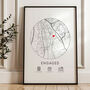 Engagement Personalised Gift Map Print, Proposal Location Print, thumbnail 1 of 3
