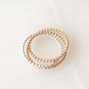 Skinny Bead 9ct Gold, Gold Fill, Silver Trinity Ring, 3 of 6