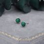 Sterling Silver Natural Malachite Stone Stud Earrings, thumbnail 2 of 10