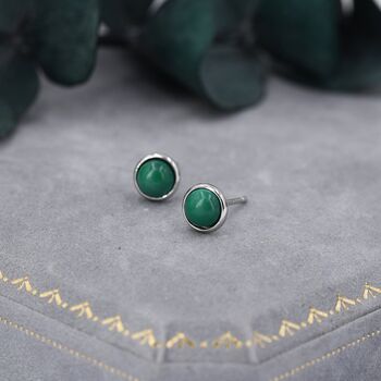 Sterling Silver Natural Malachite Stone Stud Earrings, 2 of 10