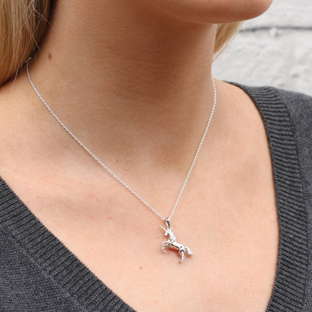 Unicorn Necklace Enamel Pendant Gold Chain White Pink Colorful Cute Love  Jewelry | eBay