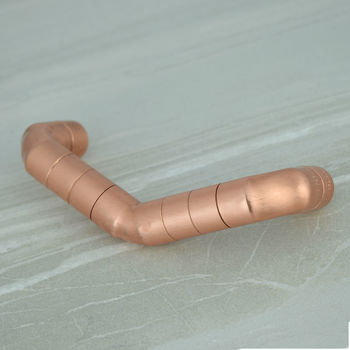 Copper Pull Handle With Ridging Detail Tilt V Shaped, 5 of 6