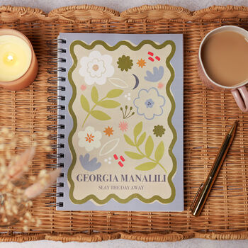 Personalised Floral Panel Combined Diary And Notebook, 3 of 12