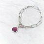 Silver October Birthstone Pink Tourmaline Bracelet, thumbnail 1 of 4