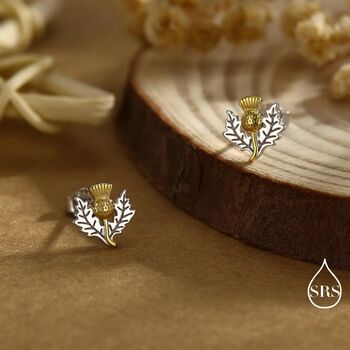 Thistle Flower Stud Earrings In Sterling Silver, 10 of 12