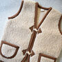 Children's Merino Wool Gilet/ Vest In Beige, thumbnail 7 of 10
