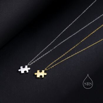 Tiny Jigsaw Pendant Necklace In Sterling Silver, 5 of 11