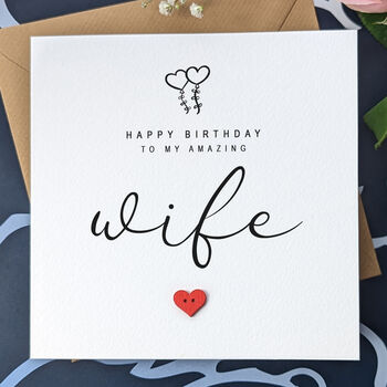 Personalised Birthday Card For Special Wife, Handmade Card, 2 of 4