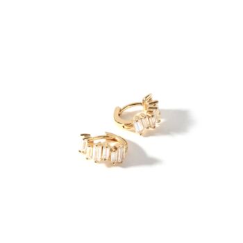 Gold Plated Sterling Silver Cz Huggie Earrings, 3 of 4