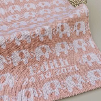 Personalised Knitted Elephant Baby Blanket, 10 of 11