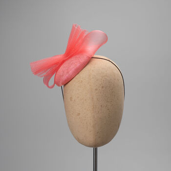Coral Fascinator Cocktail Hat ' Candace', 4 of 8