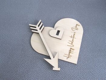 Heart And Arrow Wood Valentine Card, 3 of 4
