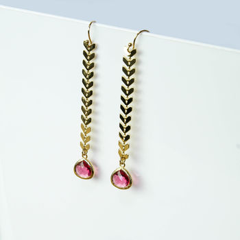 Gold Plated Chevron Drop Earrings, 2 of 3