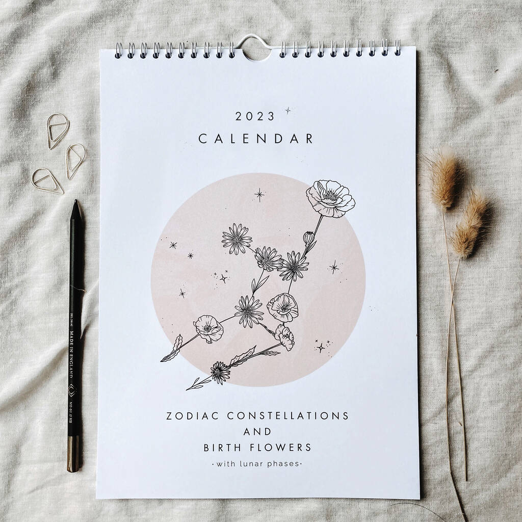 2023 Zodiac Constellation And Birth Flowers Calendar By Lara Vinck ...