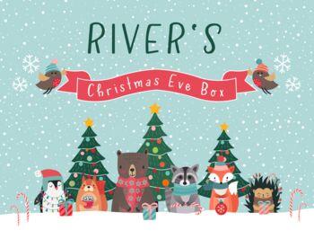 Personalised Wooden Christmas Eve Box Festive Friends, 2 of 3