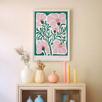Green And Pink Abstract Floral Art Print, 2 of 4