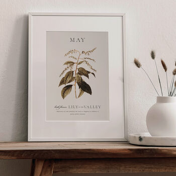 Birth Flower Wall Print 'Lily Of The Valley' For May, 7 of 9