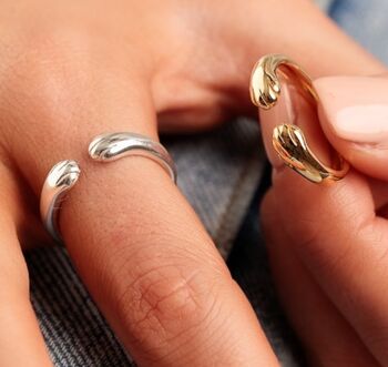 Open Paw Hug Ring, Sterling Silver Or Gold Plated, 4 of 7