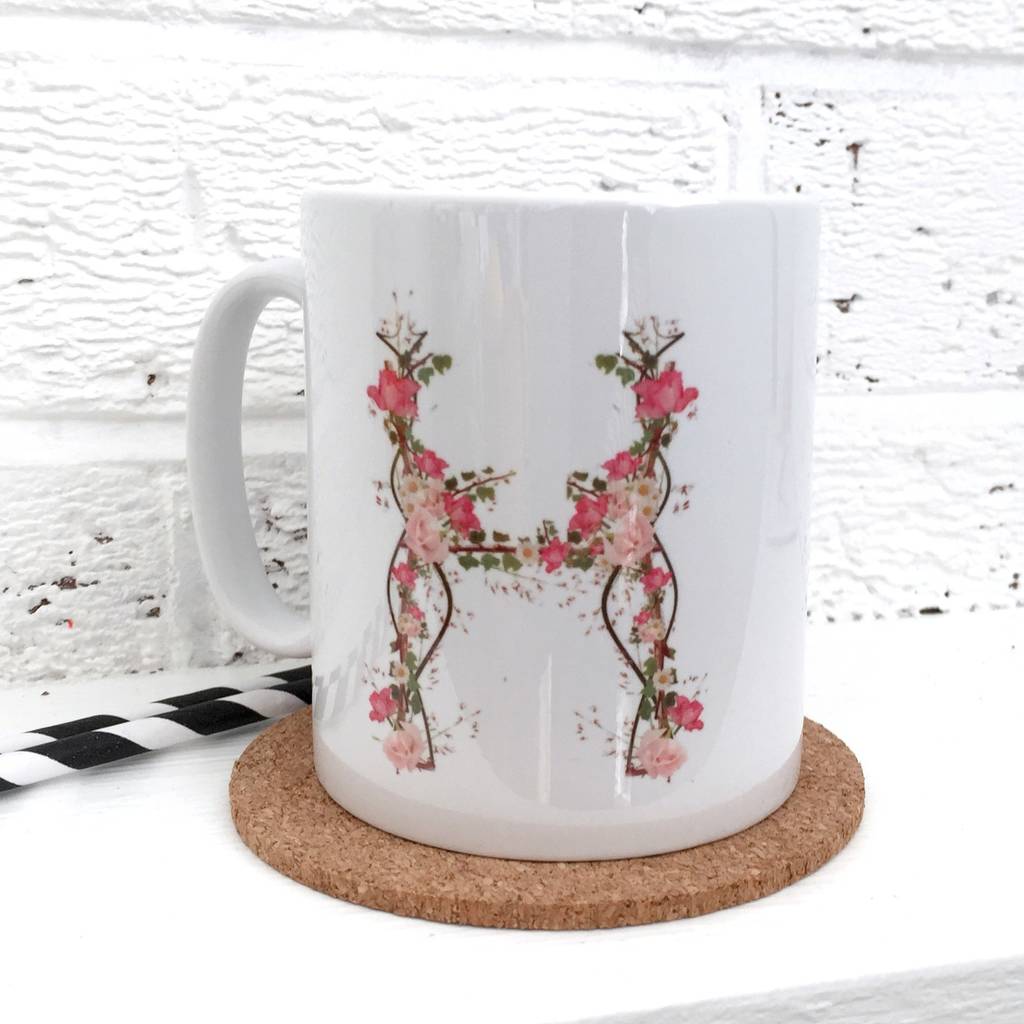 Personalised Floral Initial Mug By Kelly Connor Designs