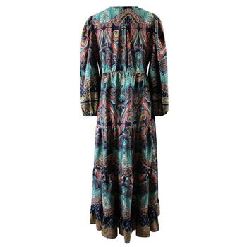 'Farren' Navy And Turquoise Paisley Maxi Dress, 4 of 5