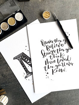 Braver Than You Believe Calligraphy Print, 2 of 3