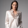 Constance Champagne Ruffle Silk Satin Evening Blouse, thumbnail 3 of 4