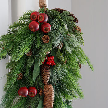 Large Red Berry And Pine Swag Wreath, 3 of 6