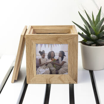 Mum's Personalised Oak Photo Cube Keepsake Box, 2 of 3