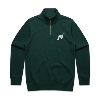 Hoy Classics One/Four Zip Sweater Deep Green, 2 of 4