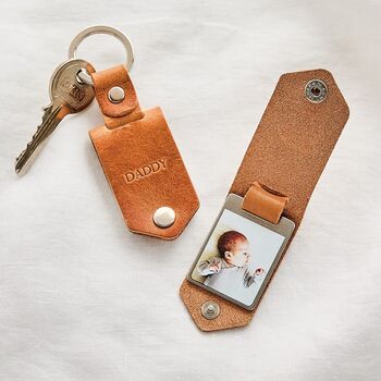 Personalised Double Photo Keyring With Leather Case, 3 of 11