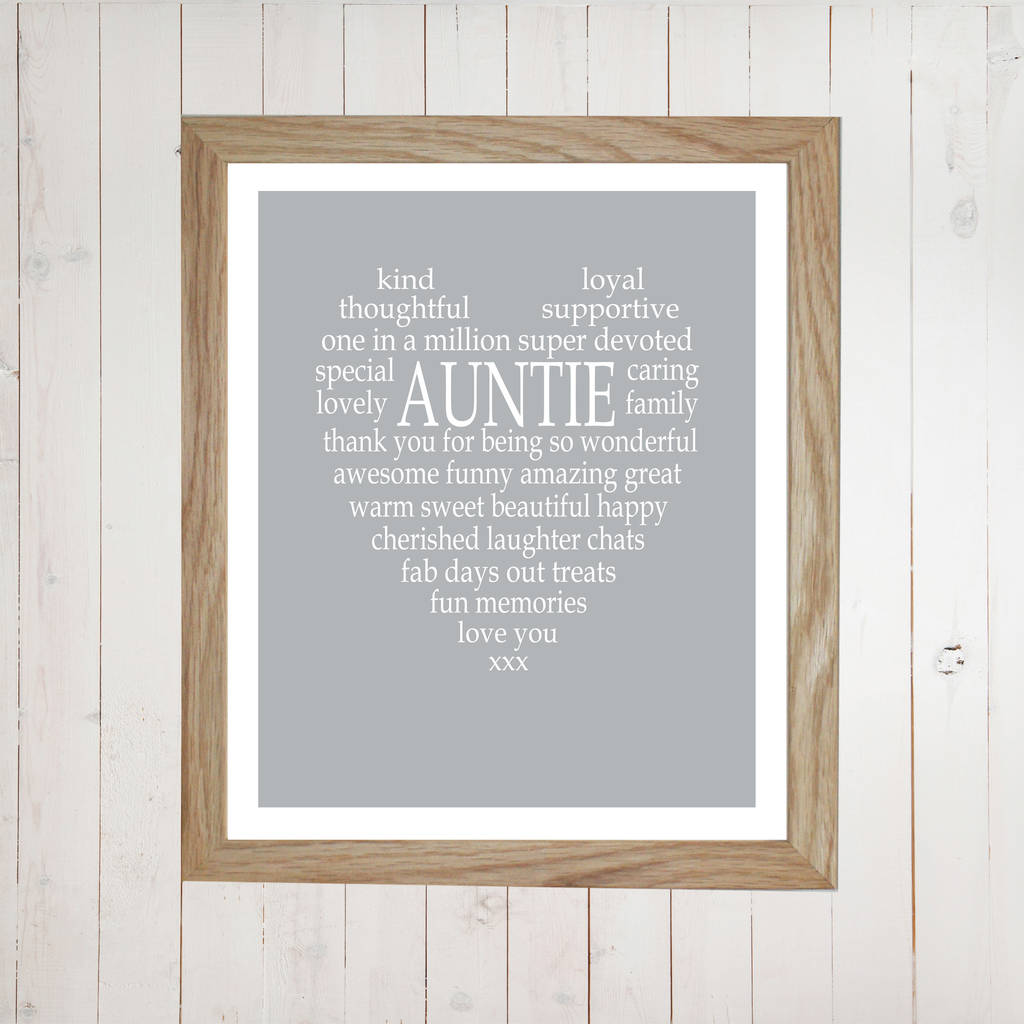 Personalised Aunty Auntie Uncle Print By Tilly Bob And Me Notonthehighstreet Com