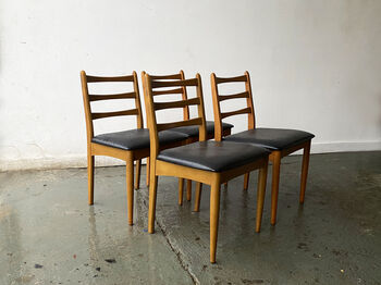 Set Four Mid Century Dining Chairs By Schreiber, 5 of 8