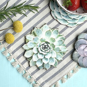 Wooden Succulent Coasters Set Of Six, 3 of 8