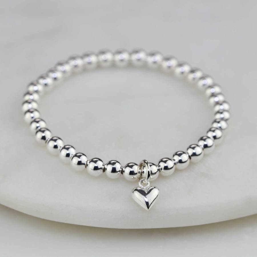 Children's Beaded Bracelet With Silver Heart Charm, 1 of 4