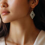 Black And Pearlescent White Diamond Shaped Earrings, thumbnail 2 of 6