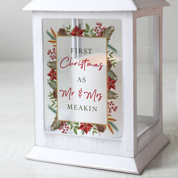 Personalised Poinsettia White LED Lantern – Christmas Ornament, 2 of 6