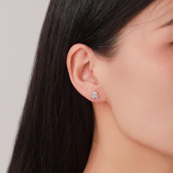 Sterling Silver Tiny Octopus Flat Back Earrings, 8 of 12