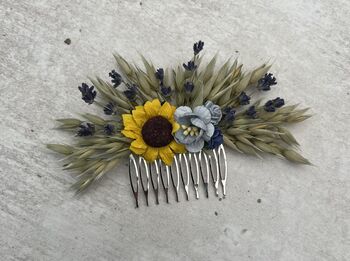 Sunflower And Lavender Flower Hair Comb, 6 of 6
