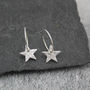Sterling Silver Textured Star Charm Hoops, thumbnail 5 of 9