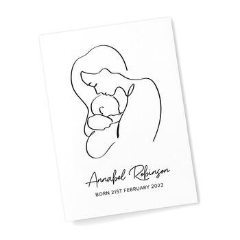 Personalised Line Art New Mum And Baby's Love Print, 5 of 12
