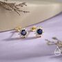 Sapphire Cz Flower Stud Earrings In Sterling Silver, thumbnail 5 of 12