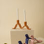Handmade Chartreuse Wavy Ceramic Candelabra For Two Candles, thumbnail 5 of 6