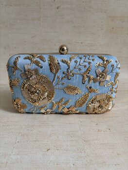 Sky Blue Rectangular Clutch Bag, 5 of 8