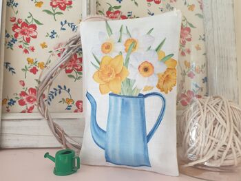Daffodil Flower Illustration Fabric Gift Pillow, 2 of 12