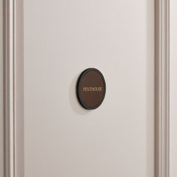 Personalised Brass Door Plaque Sign With Leather Insert, 4 of 4