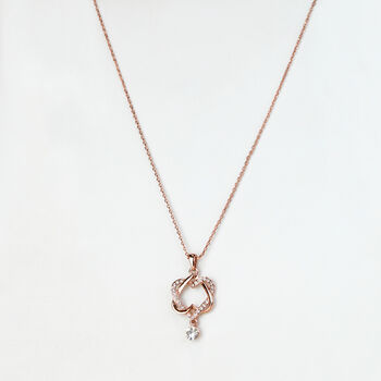 Rose Gold Interwoven Hearts Pendant Necklace, 2 of 3