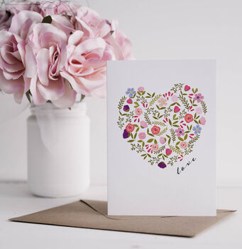 Floral Love Heart Greeting Card, 2 of 2