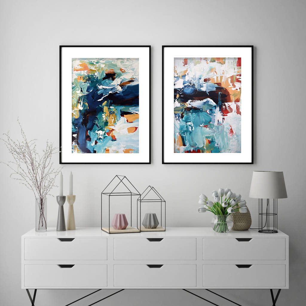 large art print set of two framed wall art by abstract