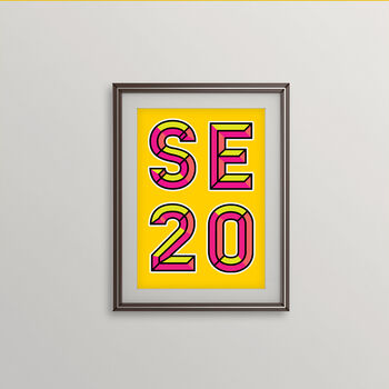 Se20 Neon London Postcode Typography Print, 2 of 4