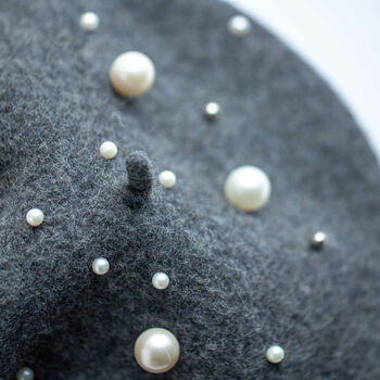 Pearl Embellished Wool Beret, 11 of 12
